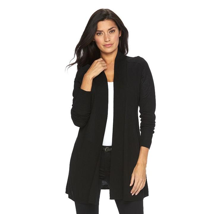 Women's Apt 9&reg; Ribbed Cardigan, Size: Xs, Black