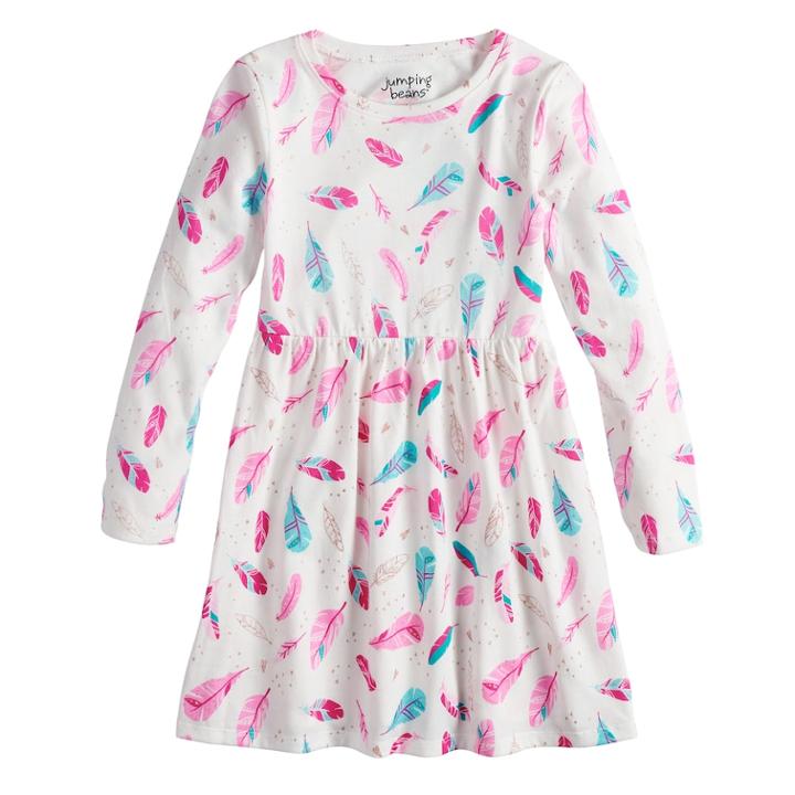 Girls 4-10 Jumping Beans&reg; Shirred Skater Dress, Size: 8, Natural