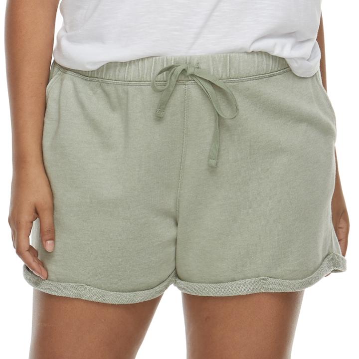 Juniors' Plus Size So&reg; Roll Cuff French Terry Shorts, Teens, Size: 2xl, Med Green