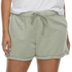 Juniors' Plus Size So&reg; Roll Cuff French Terry Shorts, Teens, Size: 2xl, Med Green
