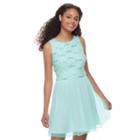 Juniors' Speechless Sequin Lace Chiffon Skater Dress, Teens, Size: 9, Blue Other