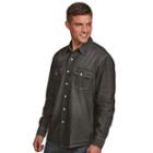 Men's Antigua Modern-fit Chambray Button-down Shirt, Size: Medium, Black