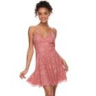 Juniors' Trixxi Lace Skater Dress, Teens, Size: Small, Pink