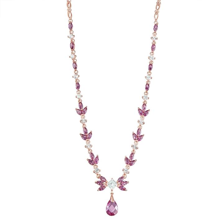 14k Rose Gold Over Silver Lab-created Sapphire Necklace, Women's, Size: 17, Red