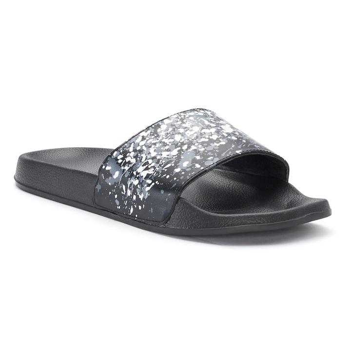 Men's Paint Splatter Slide Sandals, Size: Large, Black