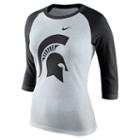 Women's Nike Michigan State Spartans Oatmeal Raglan Tee, Size: Xl, Natural