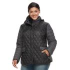 Plus Size Gallery Quilted Mixed-media Jacket, Women's, Size: 2xl, Black