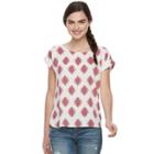 Juniors' Pink Republic Print High-low Top, Teens, Size: Small, White Oth