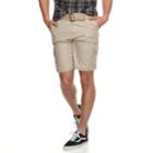 Men's Burnside Microfiber Belted Cargo Shorts, Size: 38, Med Beige