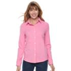Women's Croft & Barrow&reg; Button Front Shirt, Size: Medium, Light Pink