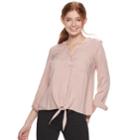 Juniors' So&reg; Knit To Woven Button Down Top, Teens, Size: Xxs, Light Pink