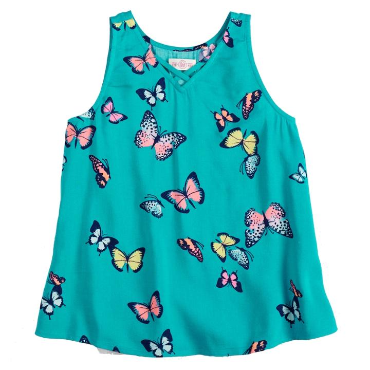 Girls 7-16 & Plus Size So&reg; Woven Cross Front Tank Top, Size: 14 1/2, Med Blue