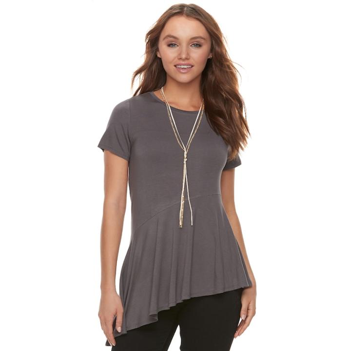 Women's Apt. 9&reg; Asymmetrical Tunic Tee, Size: Large, Dark Grey