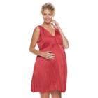 Maternity A:glow Pleated Satin Fit & Flare Dress, Women's, Size: Xxl-mat, Med Red