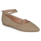 Journee Collection Nilly Women's Ankle Strap Flats, Girl's, Size: 8, Beig/green (beig/khaki)