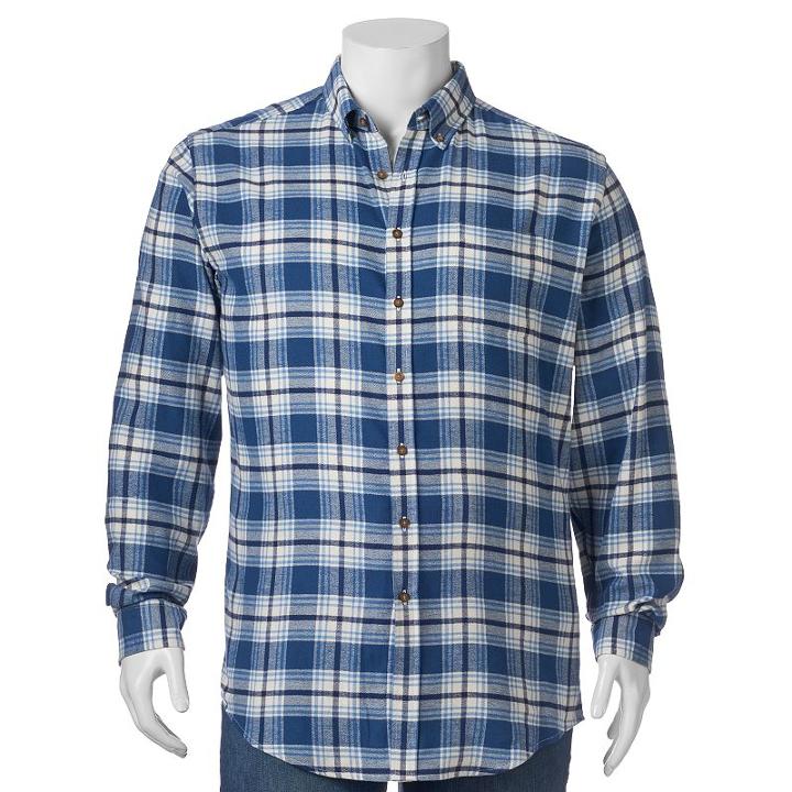Big & Tall Croft & Barrow&reg; Classic-fit Plaid Flannel Button-down Shirt, Men's, Size: 3xl Tall, Dark Blue