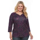 Plus Size Croft & Barrow&reg; Solid V-neck Tee, Women's, Size: 2xl, Purple