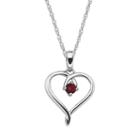 Sterling Silver Garnet Openwork Heart Pendant, Women's, Size: 18, Red