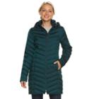 Women's Tek Gear&reg; Hooded Long Puffer Jacket, Size: Xl, Turquoise/blue (turq/aqua)