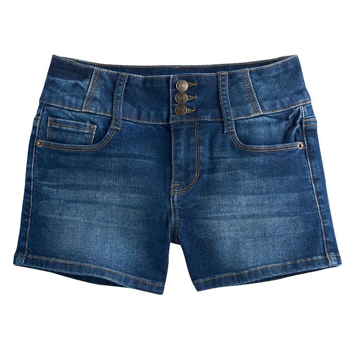 Girls 7-16 Mudd&reg; High-rise Shortie Denim Shorts, Size: 12, Blue