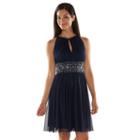 Jessica Howard Beaded Fit & Flare Halter Dress - Women's, Size: 8, Blue (navy)