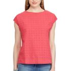 Women's Chaps Eyelet Lace-front Tee, Size: Medium, Red