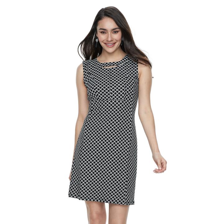 Women's Nina Leonard Printed Sheath Dress, Size: Medium, Black