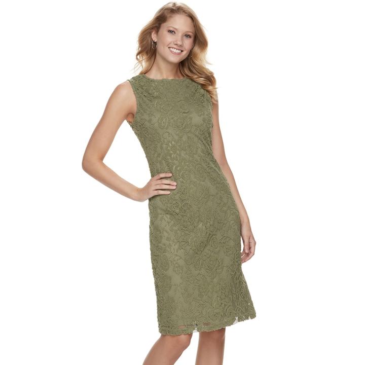 Women's Sharagano Floral Lace Sheath Dress, Size: 12, Green