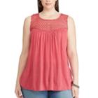 Plus Size Chaps Lace Yoke Tank, Women's, Size: 2xl, Red