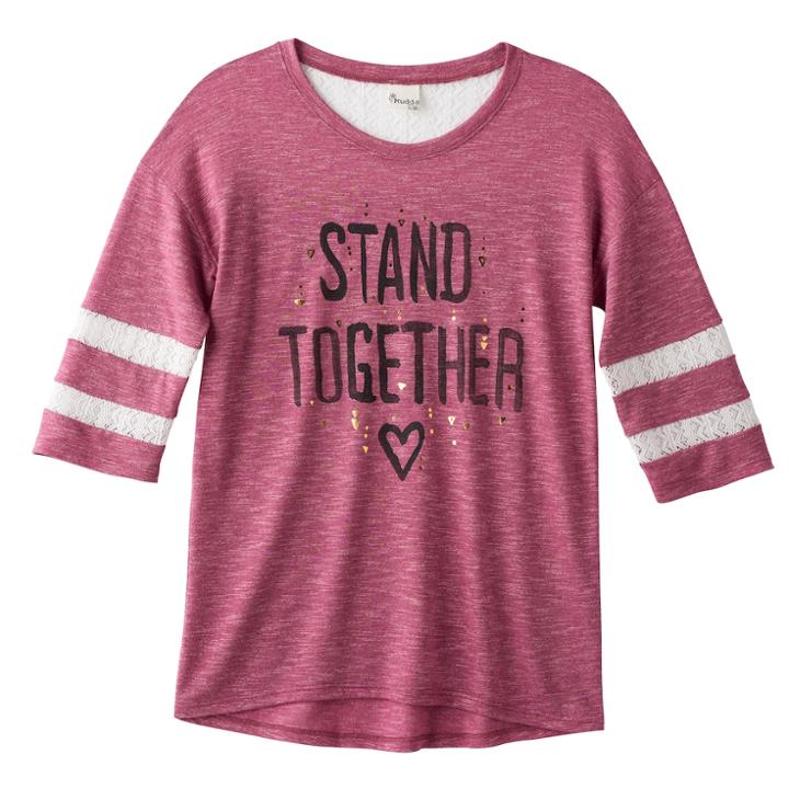 Girls 7-16 Mudd&reg; Lace Yoke Varsity Tee, Size: 12, Red