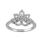 Laura Ashley 10k White Gold 1/3 Carat T.w. Diamond Flower Ring, Women's, Size: 7