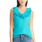 Petite Chaps Ruffled Tank, Women's, Size: Xs Petite, Blue