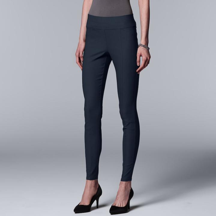 Petite Simply Vera Vera Wang Everyday Luxury Modern Twill High-waisted Skinny Pants, Women's, Size: Xl Petite, Blue (navy)