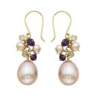 14k Gold Gemstone & Freshwater Cultured Pearl Drop Earrings, Women's, Multicolor