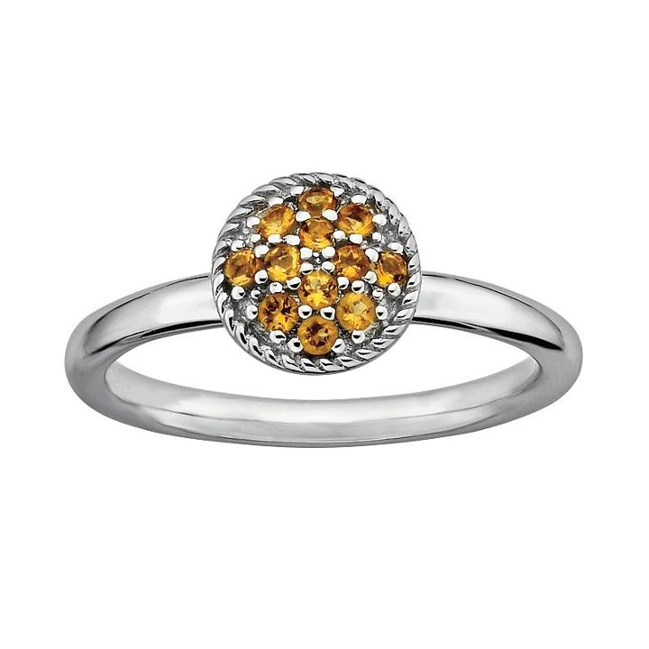 Stacks And Stones Sterling Silver Citrine Cluster Stack Ring, Women's, Size: 10, Orange