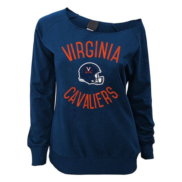 Juniors' Virginia Cavaliers Flashdance Slouch Crewneck, Teens, Size: Xl, Dark Blue