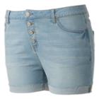 Juniors' Plus Size Mudd&reg; High-waist Midi Shorts, Girl's, Size: 16 W, Light Blue