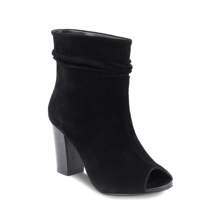 Olivia Miller Glendale Women's Slouchy Peep Toe Ankle Boots, Size: 7, Black