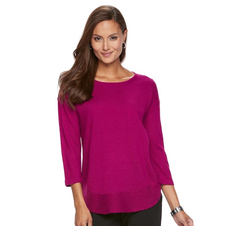 Women's Dana Buchman Curved-hem Sweater, Size: Small, Pink (magenta)