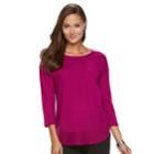 Women's Dana Buchman Curved-hem Sweater, Size: Small, Pink (magenta)