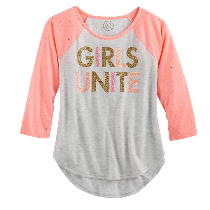 Girls 7-16 & Plus Size So&reg; High-low Shine Baseball Tee, Size: 12 1/2, Light Grey
