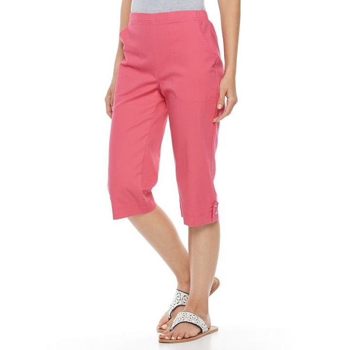 Petite Croft & Barrow&reg; Button-tab Capris, Women's, Size: 14 Petite, Brt Red