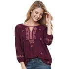 Women's Sonoma Goods For Life&trade; Embroidered Challis Top, Size: Small, Med Purple