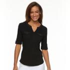 Women's Croft & Barrow&reg; Pocket Roll-tab Tee, Size: Medium, Black