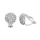 Chaps Pave Dome Clip On Earrings, Women's, Silver