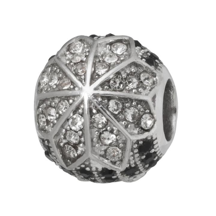 Individuality Beads Sterling Silver Crystal And Cubic Zirconia Flower Bead, Women's, Black