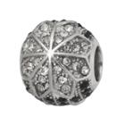 Individuality Beads Sterling Silver Crystal And Cubic Zirconia Flower Bead, Women's, Black