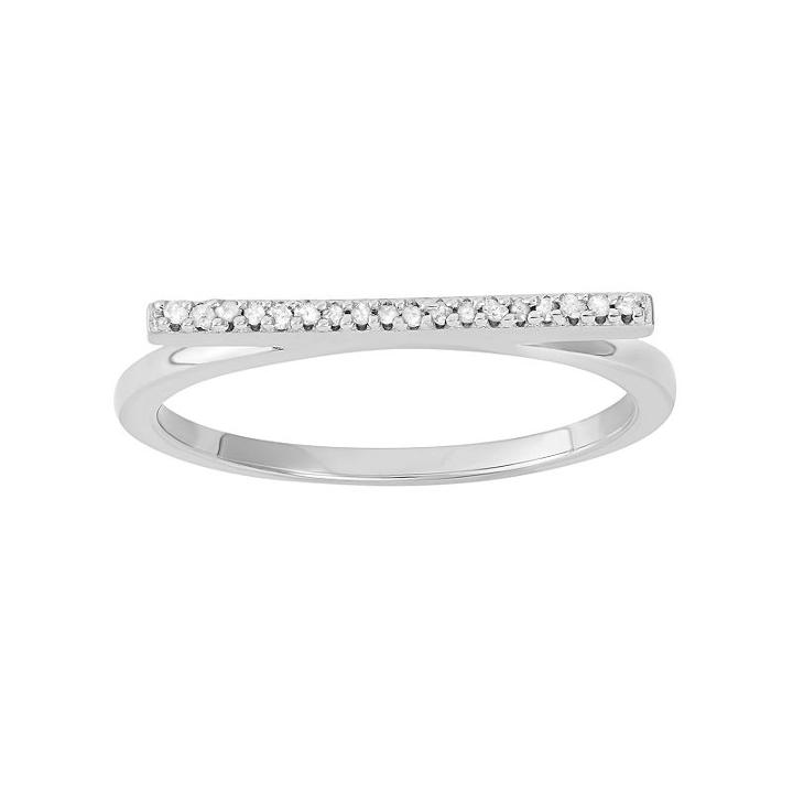 Diamond Accent Sterling Silver Bar Ring, Women's, Size: 6, Grey