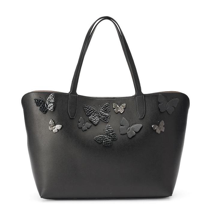Mondani Kimona Butterfly Applique Double Shoulder Bag, Women's, Black