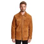 Men's Excelled Leather Shirt-collar Jacket, Size: Xl, Beig/green (beig/khaki)